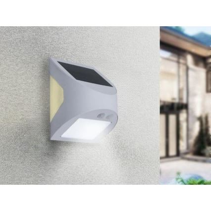 LED solarna zidna svjetiljka s senzorom LED/3W/3,7V 3000/4000K 1200 mAh IP54 bijela