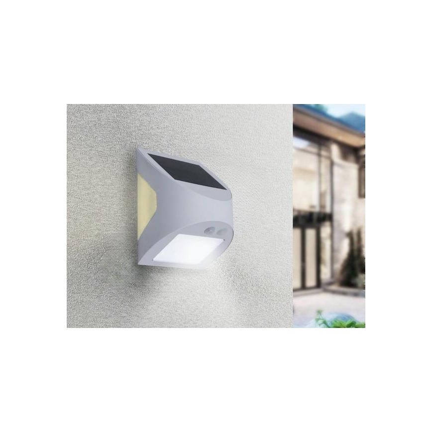 LED solarna zidna svjetiljka s senzorom LED/3W/3,7V 3000/4000K 1200 mAh IP54 bijela