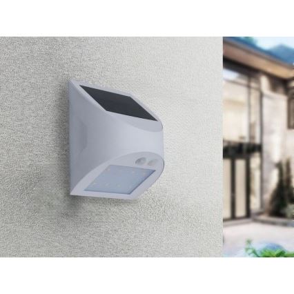 LED solarna zidna svjetiljka s senzorom LED/3W/3,7V 3000/4000K 1200 mAh IP54 bijela