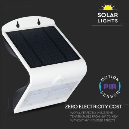 LED Solarna zidna svjetiljka sa senzorom LED/3W/3,7V 3000/4000K IP65 2000 mAh bijela