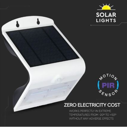 LED Solarna zidna svjetiljka sa senzorom LED/3W/3,7V 3000/4000K IP65 bijela