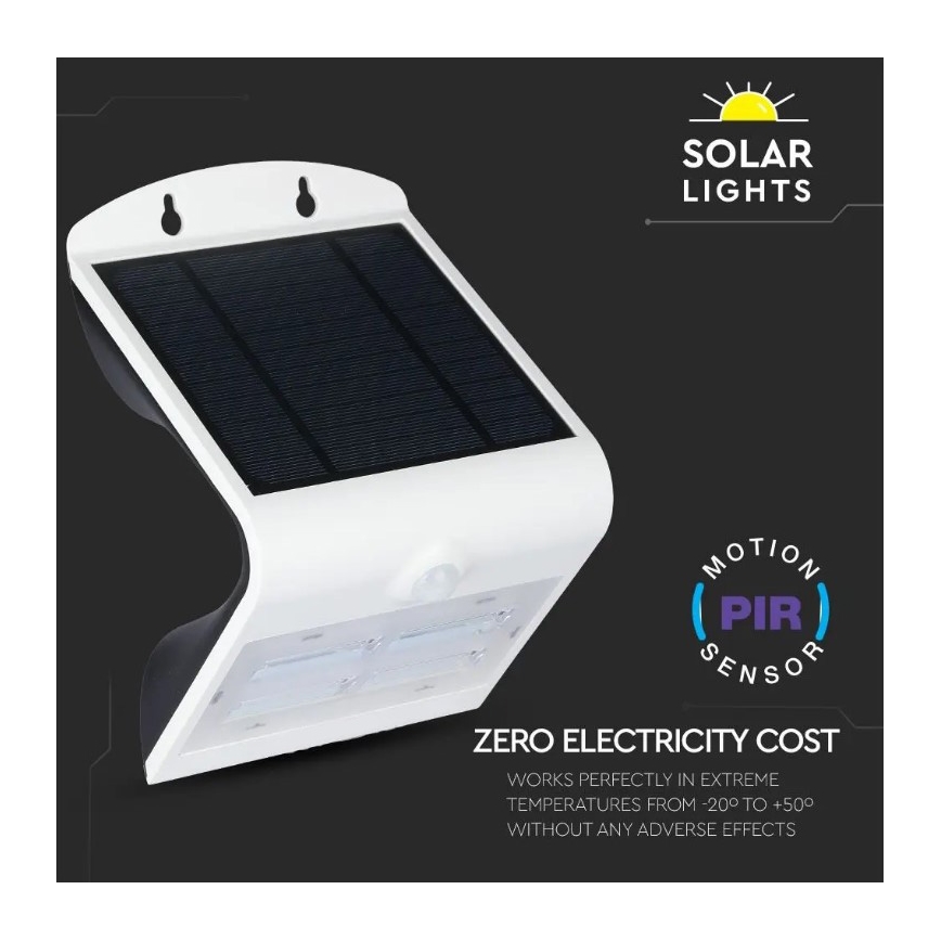 LED Solarna zidna svjetiljka sa senzorom LED/3W/3,7V 3000/4000K IP65 2000 mAh bijela