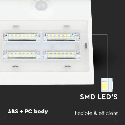 LED Solarna zidna svjetiljka sa senzorom LED/3W/3,7V 3000/4000K IP65 2000 mAh bijela