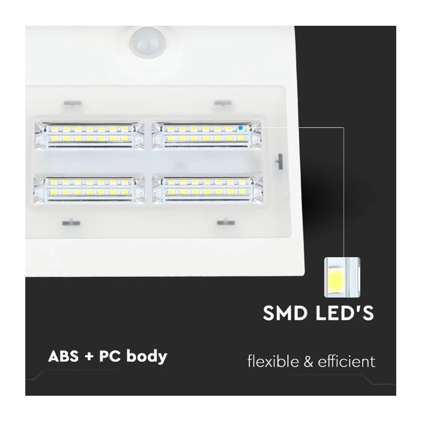 LED Solarna zidna svjetiljka sa senzorom LED/3W/3,7V 3000/4000K IP65 2000 mAh bijela