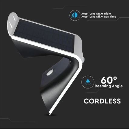 LED Solarna zidna svjetiljka sa senzorom LED/3W/3,7V 3000/4000K IP65 2000 mAh bijela