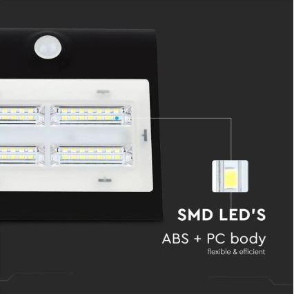 LED Solarna zidna svjetiljka sa senzorom LED/3W/3,7V 3000/4000K IP65 2000 mAh crna