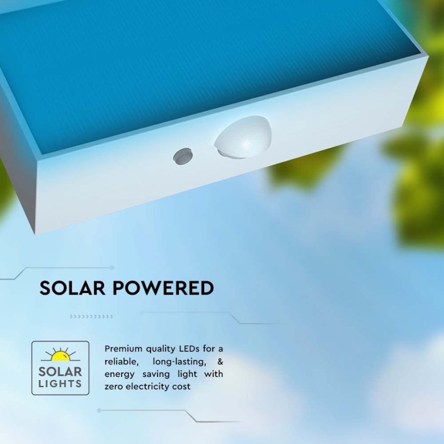LED Solarna zidna svjetiljka sa senzorom LED/3W/3,7V 3000K/4000K IP65 bijela