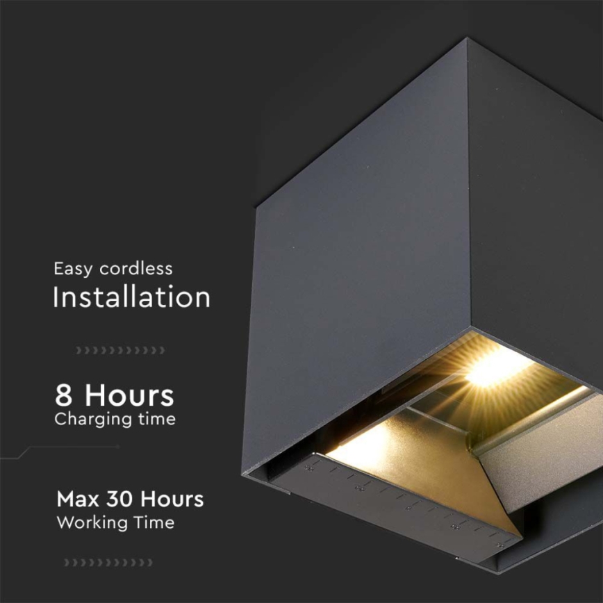 LED Solarna zidna svjetiljka sa senzorom LED/3W/3,7V IP65 4000K 2600 mAh crna