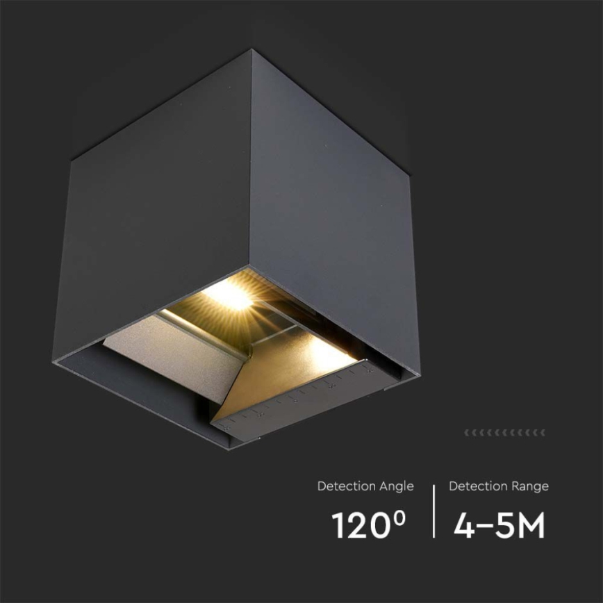 LED Solarna zidna svjetiljka sa senzorom LED/3W/3,7V IP65 4000K 2600 mAh crna