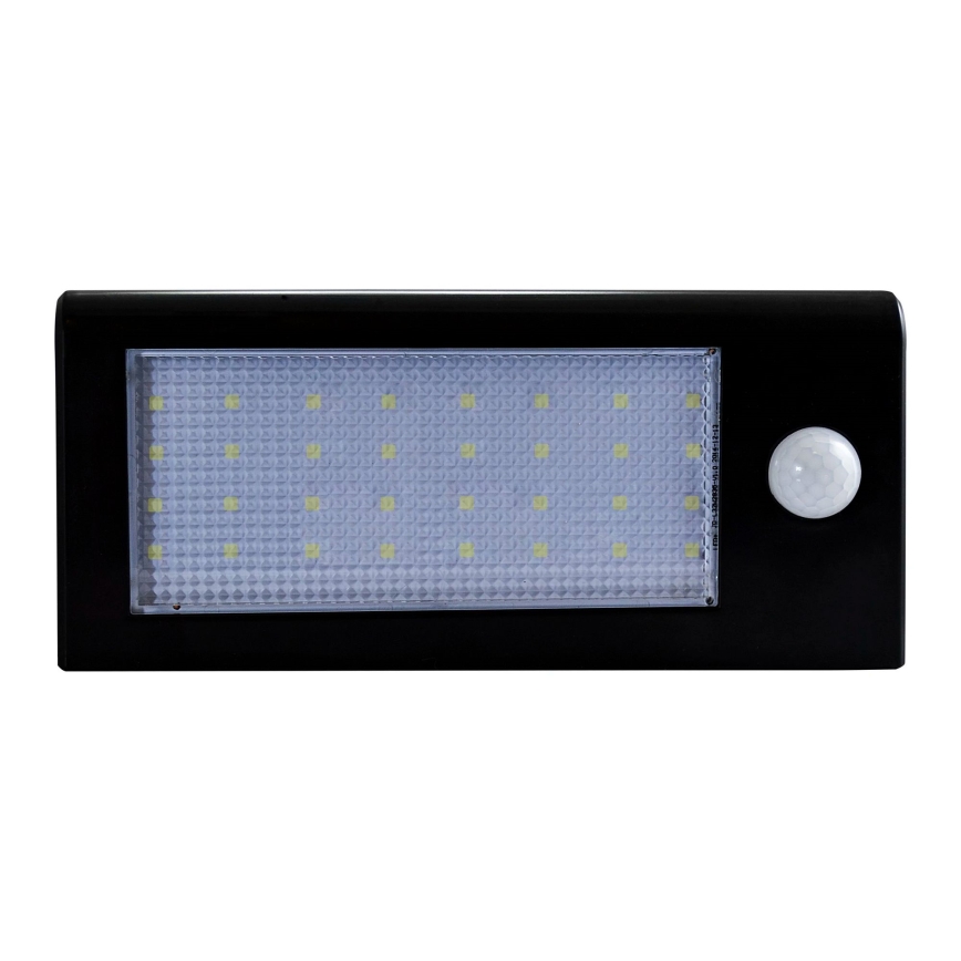 LED solarna zidna svjetiljka sa senzorom LED/5,5W/3,7V 2000 mAh IP44 crna