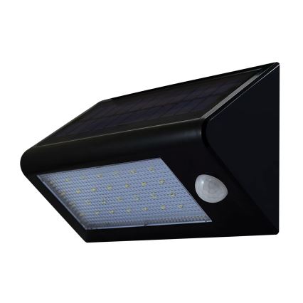 LED solarna zidna svjetiljka sa senzorom LED/5,5W/3,7V 2000 mAh IP44 crna