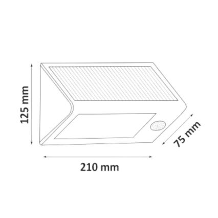 LED solarna zidna svjetiljka sa senzorom LED/5,5W/3,7V 2000 mAh IP44 crna