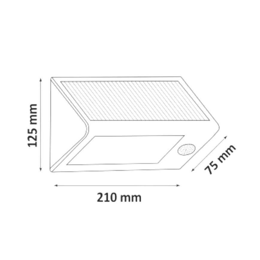 LED solarna zidna svjetiljka sa senzorom LED/5,5W/3,7V 2000 mAh IP44 crna