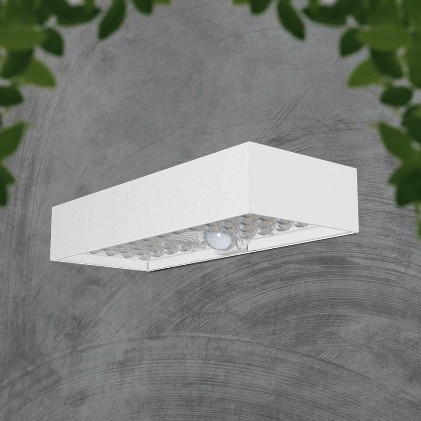 LED Solarna zidna svjetiljka sa senzorom LED/6W/3,7V IP65 4000K 3000 mAh bijela