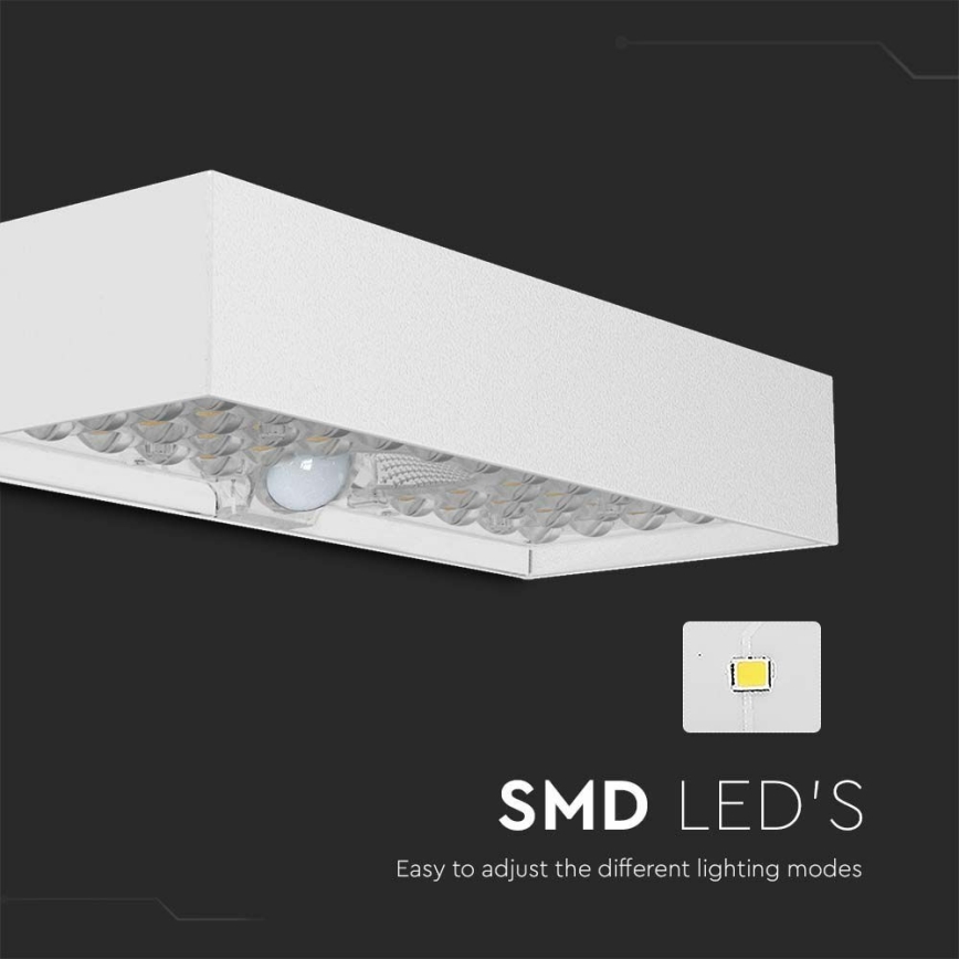 LED Solarna zidna svjetiljka sa senzorom LED/6W/3,7V IP65 4000K 3000 mAh bijela