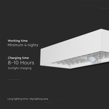 LED Solarna zidna svjetiljka sa senzorom LED/6W/3,7V IP65 4000K 3000 mAh bijela