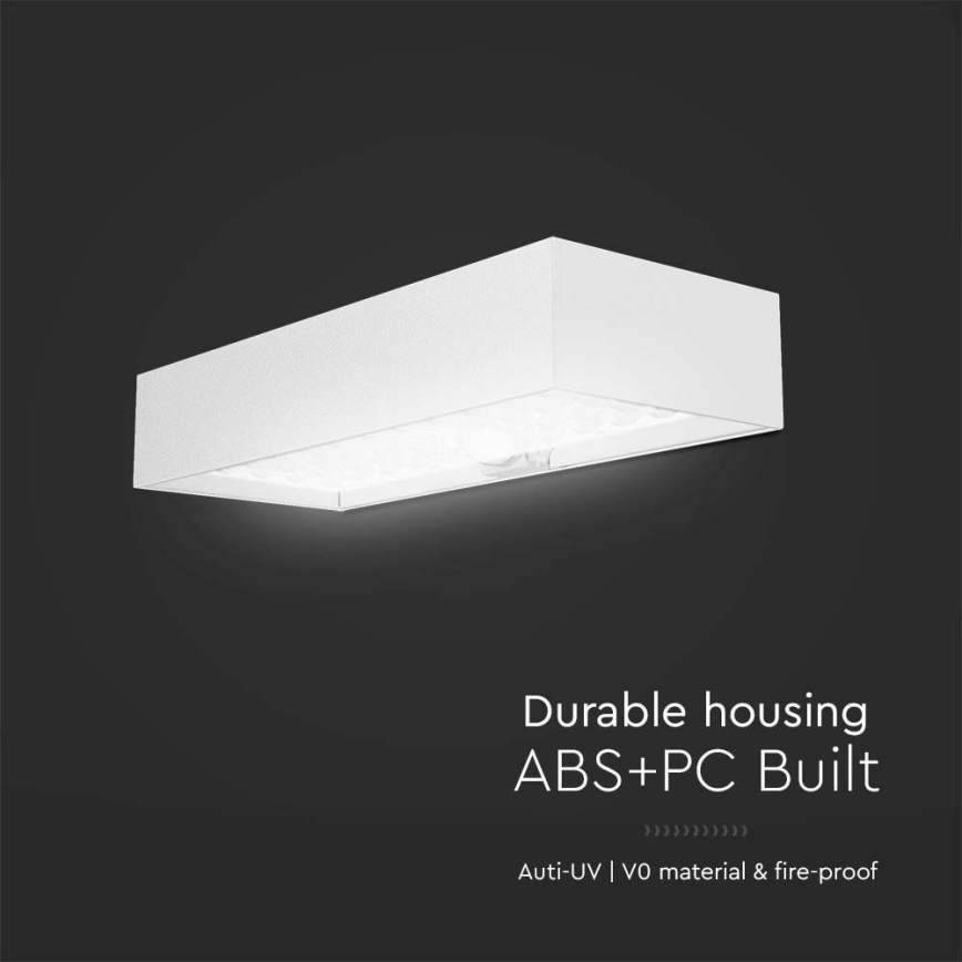LED Solarna zidna svjetiljka sa senzorom LED/6W/3,7V IP65 4000K 3000 mAh bijela
