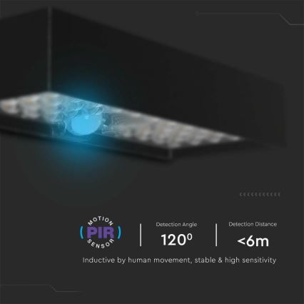 LED Solarna zidna svjetiljka sa senzorom LED/6W/3,7V IP65 4000K 3000 mAh crna