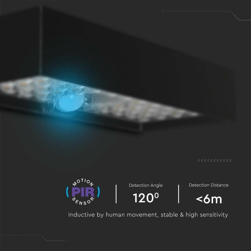 LED Solarna zidna svjetiljka sa senzorom LED/6W/3,7V IP65 4000K 3000 mAh crna