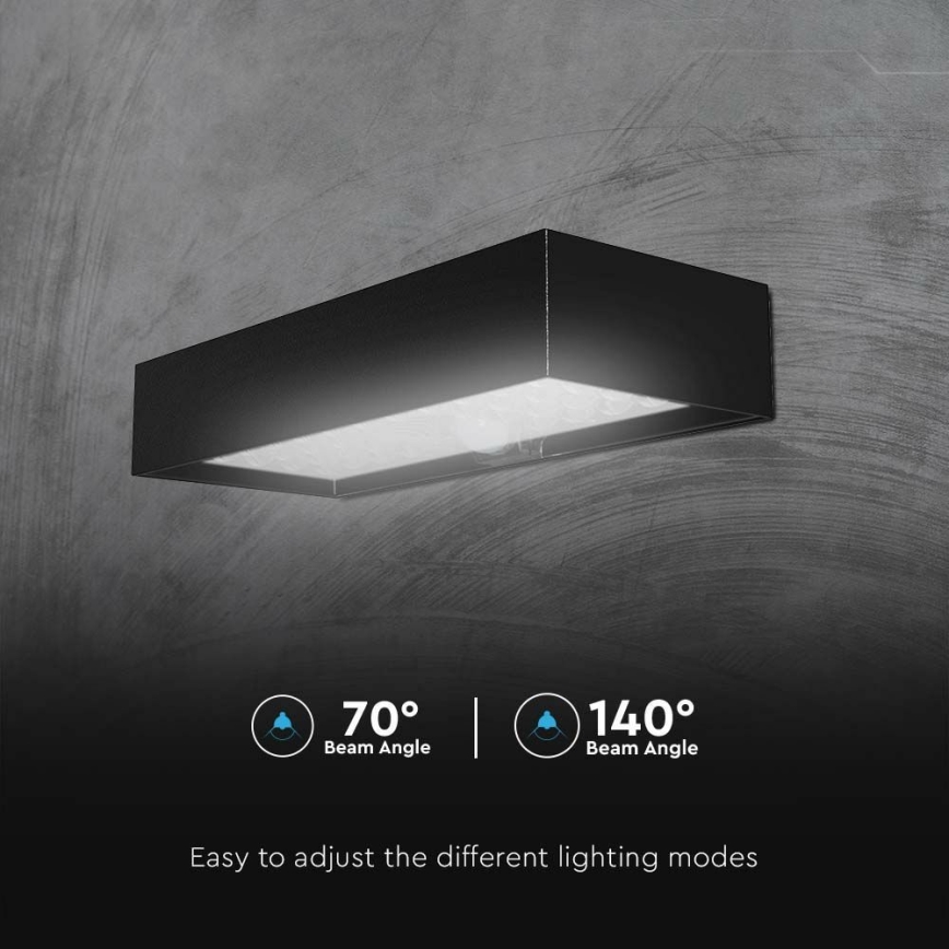 LED Solarna zidna svjetiljka sa senzorom LED/6W/3,7V IP65 4000K 3000 mAh crna
