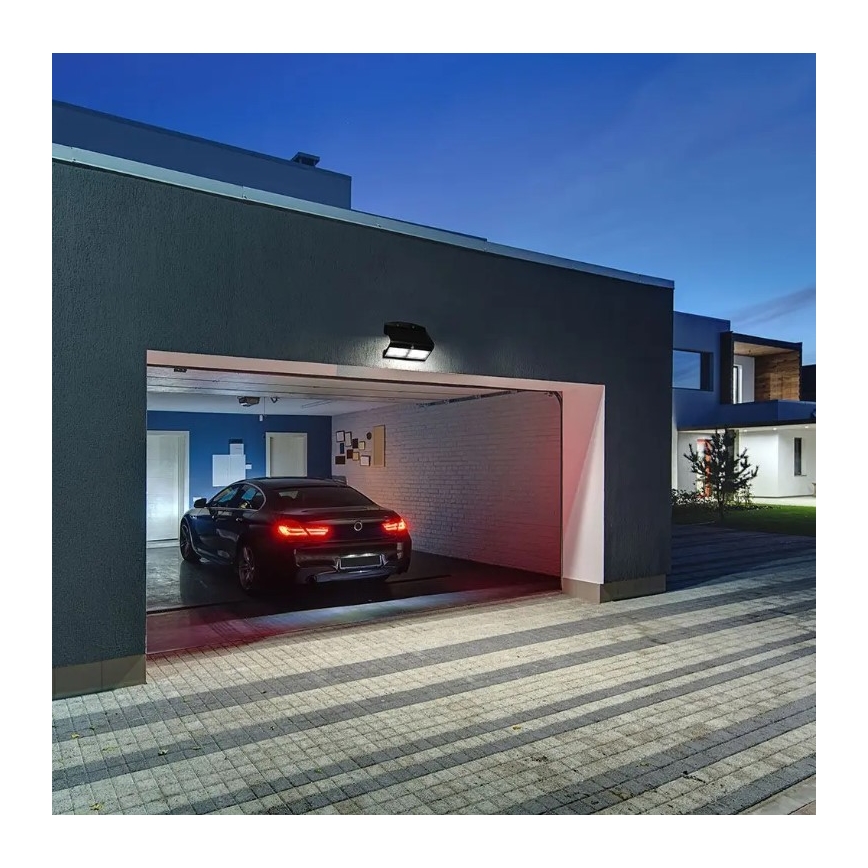 LED Solarna zidna svjetiljka sa senzorom LED/7W/3,7V 4000K IP65 crna