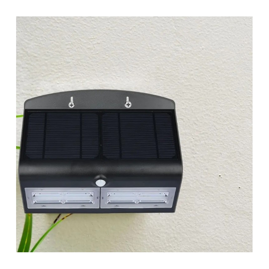 LED Solarna zidna svjetiljka sa senzorom LED/7W/3,7V 4000K IP65 crna