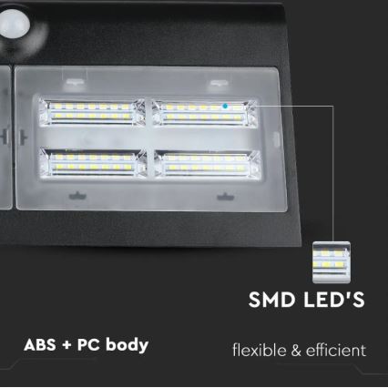 LED Solarna zidna svjetiljka sa senzorom LED/7W/3,7V 4000K IP65 crna