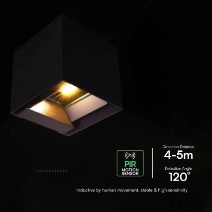 LED solarno zidno svjetlo sa senzorom LED/9W/3,7V 3000/4000/5000K IP65 2600 mAh crno
