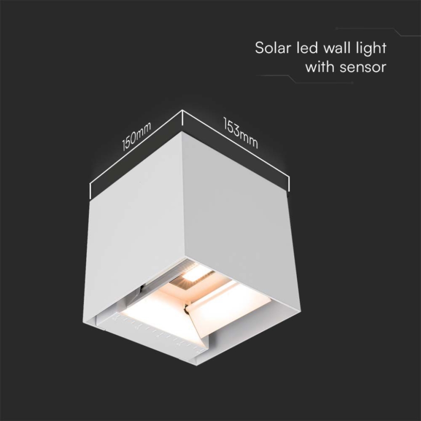 LED Solarna zidna svjetiljka sa senzorom LED/9W/3,7V IP65 3000K bijela