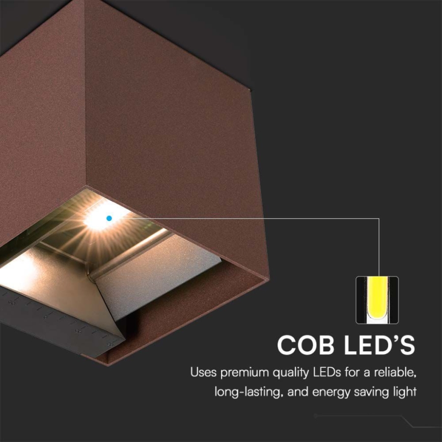LED Solarna zidna svjetiljka sa senzorom LED/9W/3,7V IP65 4000K 2600 mAh smeđa