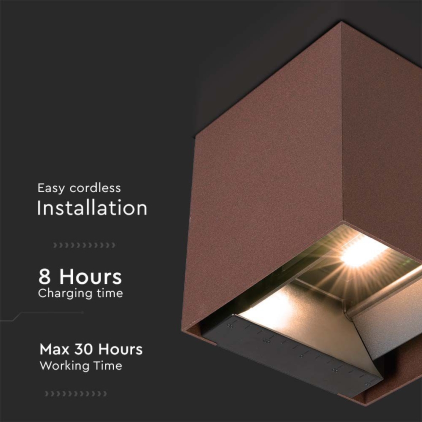 LED Solarna zidna svjetiljka sa senzorom LED/9W/3,7V IP65 4000K 2600 mAh smeđa