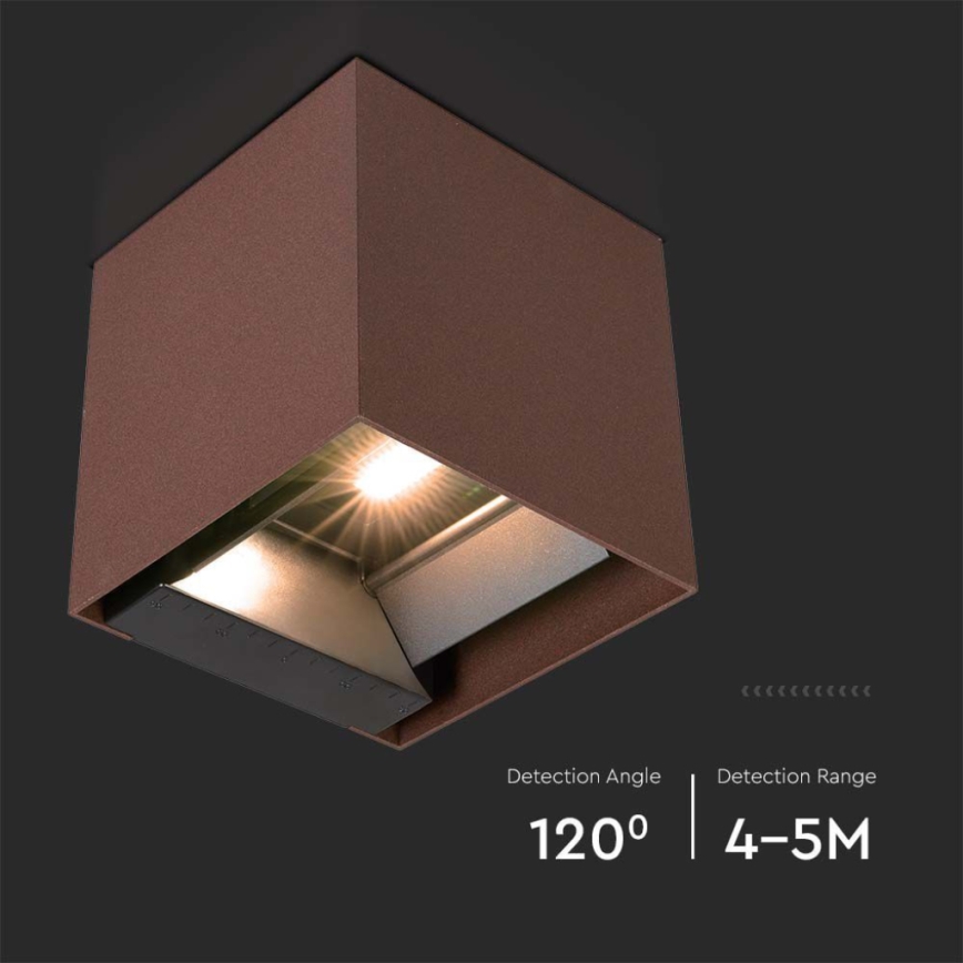 LED Solarna zidna svjetiljka sa senzorom LED/9W/3,7V IP65 4000K 2600 mAh smeđa