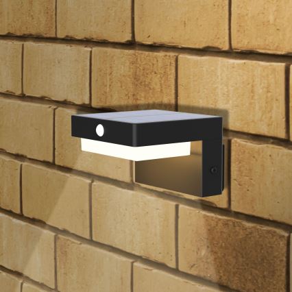 LED Solarna zidna svjetiljka sa senzorom MALI LED/4,5W/3,7V 2000 mAh IP44 crna