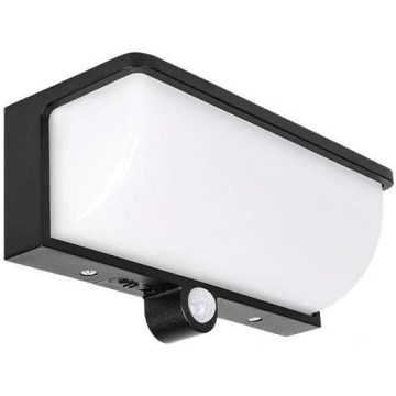LED solarna zidna svjetiljka sa senzorom pokreta i sumraka LED/3W/3,7V IP54 1500 mAh crna