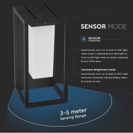 LED Solarna zidna svjetiljka sa senzorom SAMSUNG CHIP LED/2W/3,7V IP65 2600 mAh