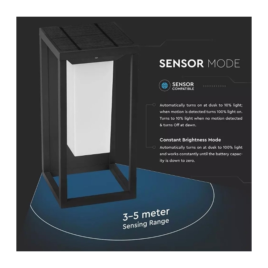 LED Solarna zidna svjetiljka sa senzorom SAMSUNG CHIP LED/2W/3,7V IP65 2600 mAh