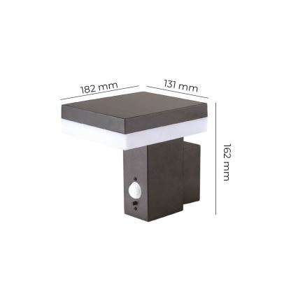 LED Solarna zidna svjetiljka sa senzorom SOLARIS2 LED/5,5W/3,7V 4000K IP44