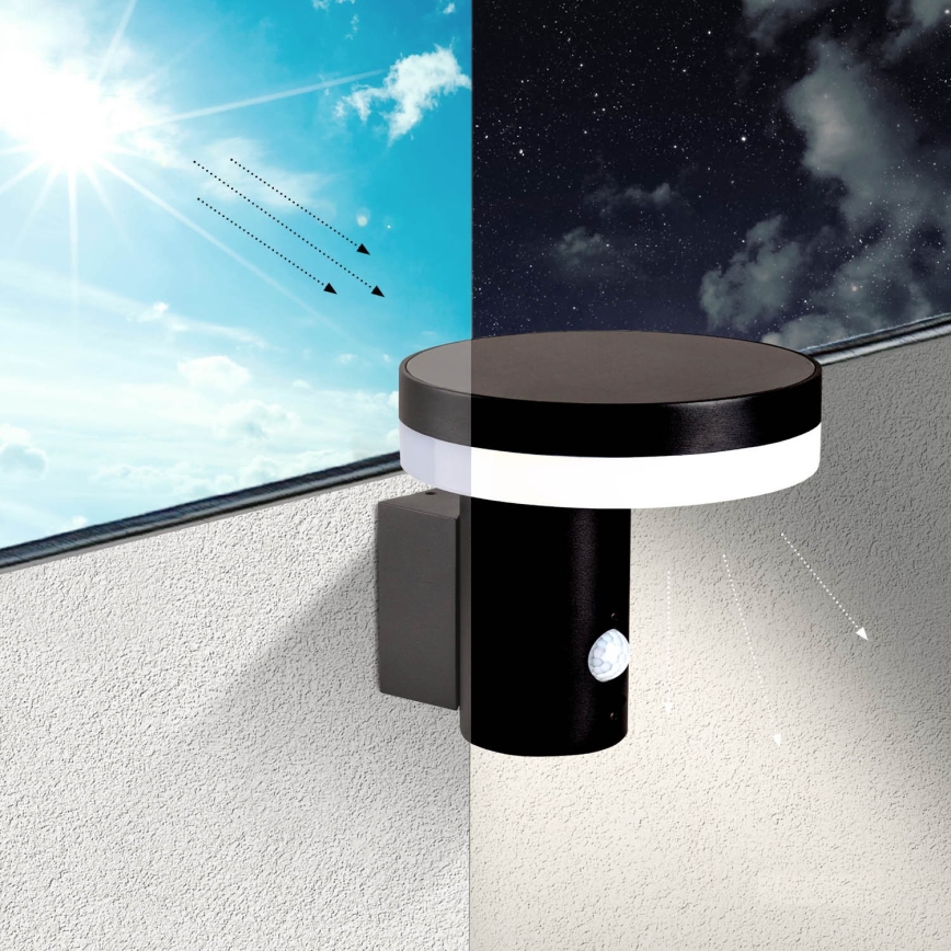 LED solarna zidna svjetiljka sa senzorom SOLARIS3 LED/5,5W/3,7V 4000K IP44 2600 mAh