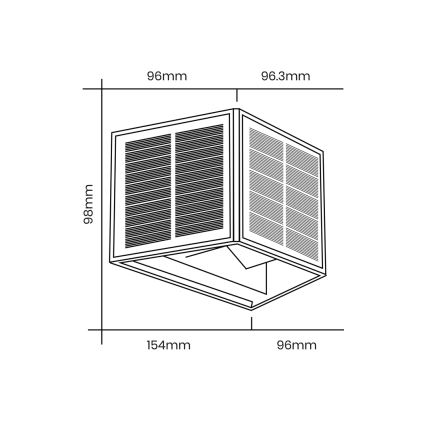 LED Solarna zidna svjetiljka WINGS LED/2W/1200 mAh 3,7V 3000K IP54 crna