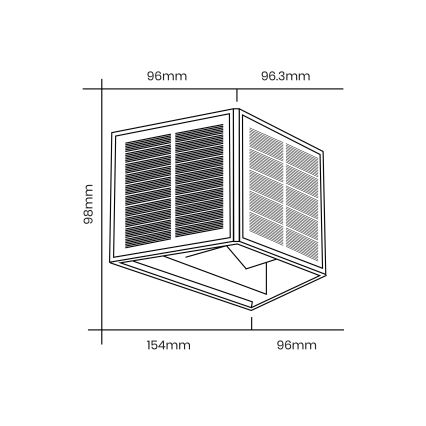 LED Solarna zidna svjetiljka WINGS LED/2W/1300 mAh 3,7V 6000K IP54 crna