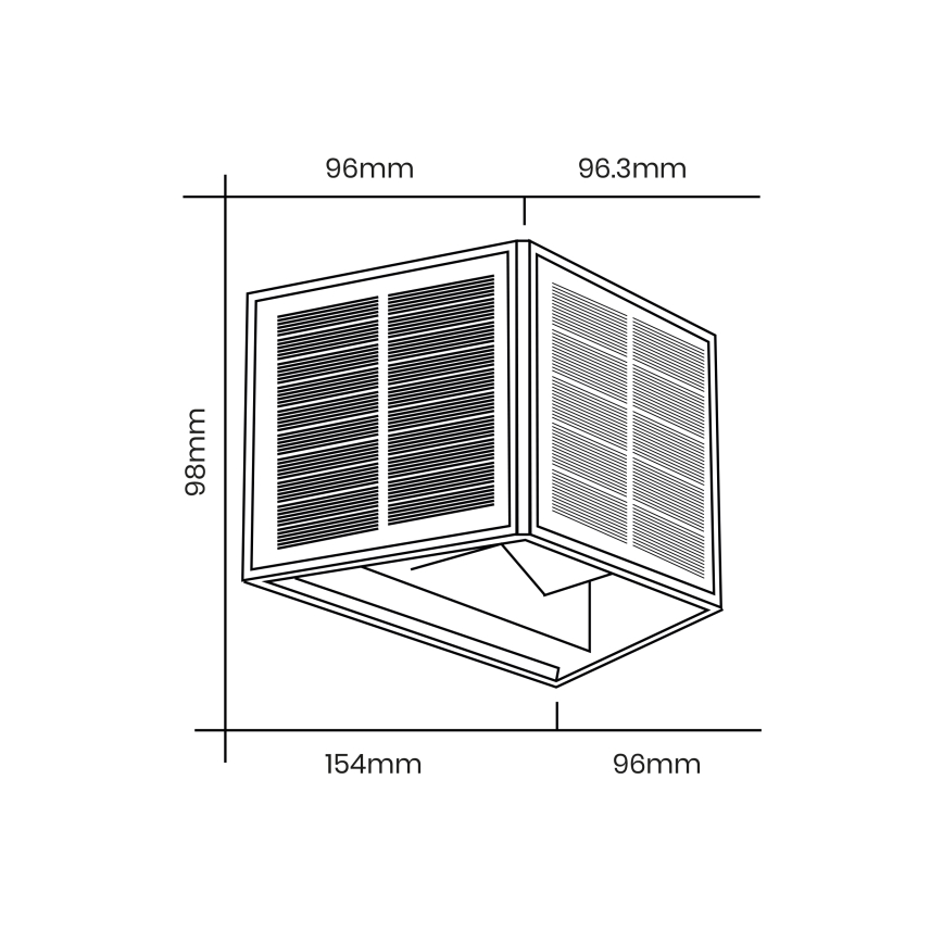 LED Solarna zidna svjetiljka WINGS LED/2W/1300 mAh 3,7V 6000K IP54 crna