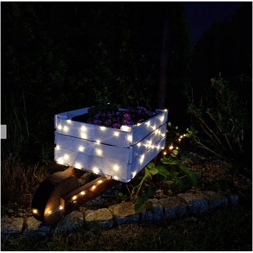 LED solarni dekorativni lanac 100xLED/1,2V 800 mAh 7 m IP44 crni