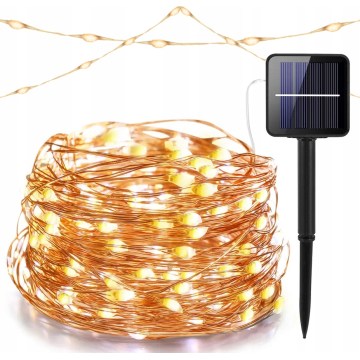 LED solarni dekorativni lanac 200xLED/1,2V 800 mAh 12 m IP44 crna