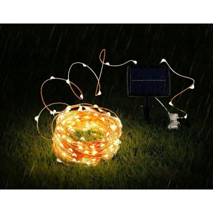 LED solarni dekorativni lanac 200xLED/1,2V 800 mAh 12 m IP44 crna