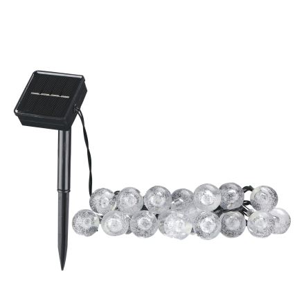 LED Solarni dekorativni lanac BUBBLE GLASS 20xLED/8 funkcija 4,85 m 600 mAh IP44 topla bijela