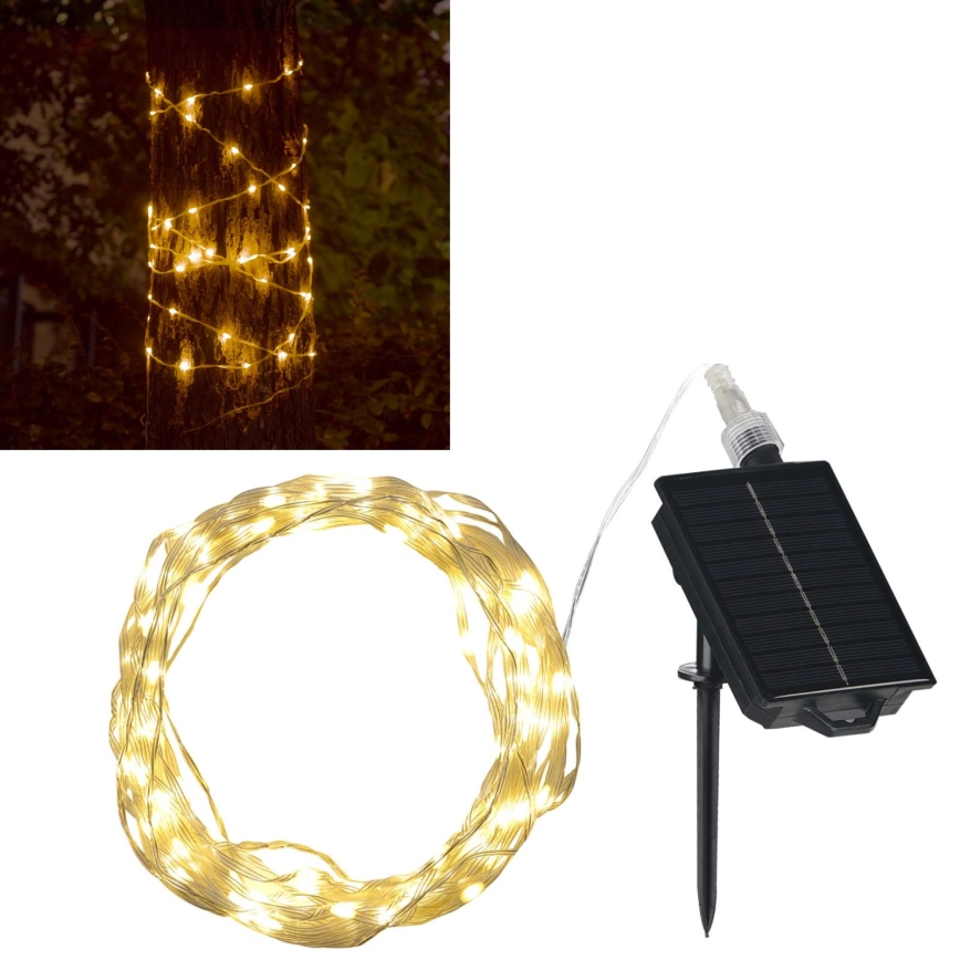LED Solarni dekorativni lanac LED/3,7V 1800 mAh 10 m IP44 + daljinski upravljač