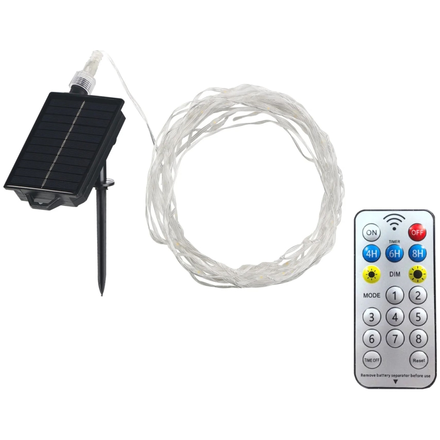 LED Solarni dekorativni lanac LED/3,7V 1800 mAh 10 m IP44 + daljinski upravljač