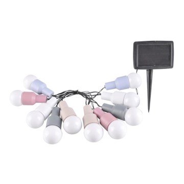 LED Solarni dekorativni lanac PASTEL 10xLED/1,2V 300 mAh 3,8 m IP44