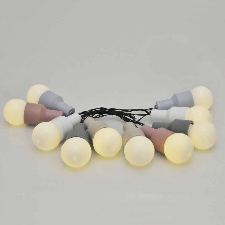 LED Solarni dekorativni lanac PASTEL 10xLED/1,2V 300 mAh 3,8 m IP44