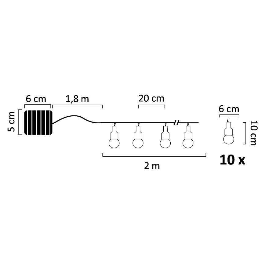 LED Solarni dekorativni lanac PASTEL 10xLED/1,2V 300 mAh 3,8 m IP44